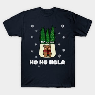 Ho Ho Hola - Eves Pin Cacti In Christmas Bear Pot T-Shirt